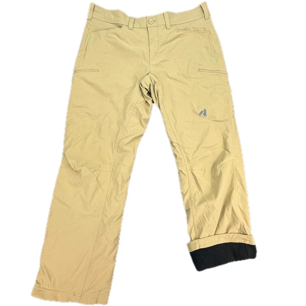 Eddie Bauer First Ascent Pants Mens 36x30 Tan Fleece Lined Hiking Guide Tech